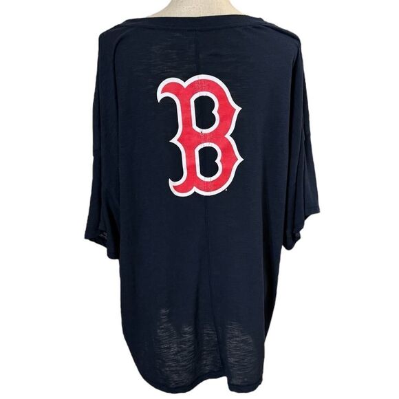 3X Boston Red Sox, New Era Brand Scoop Neck Front Tie Short Sleeve Tee - Picture 2 of 7
